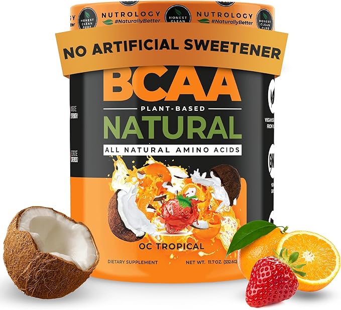 Nutrology Greens &amp Fruits Powder-Naturally Sourced Superfood Chocolate (30 Servings) BCAA Natural Plant Based BCAA Powder Orange Coconut Flavor (30 Servings)