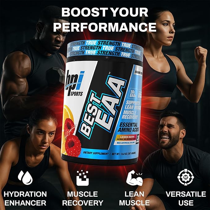 BPI Sports Essential Amino Acids EAA Powder - Pre Intra &amp Post Workout Drink - BCAA Powder for Men &amp Women EAA + BCAA + Hydration Advanced Formula with 10g of EAA. (Lemon Berry)