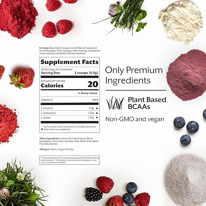 Promix BCAA Post-Workout Energy Powder - 5g Micronized BCAAs Sugar Free Plant Based Vegan Keto - Mixed Berry - 30 Servings (Pack of 1)