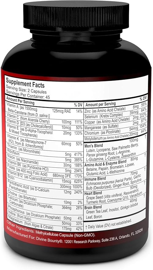 Divine Bounty Digestive Enzymes with Probiotics &amp Men's Multivitamin Bundle