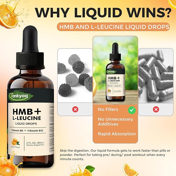 Q'ankyaq HMB Liquid Drops for Muscle Maintenance &amp Daily Strength – No Pills to Swallow Easy-to-Take Support for Adults 45+ &amp Seniors Helps You Stay Active &amp Independent
