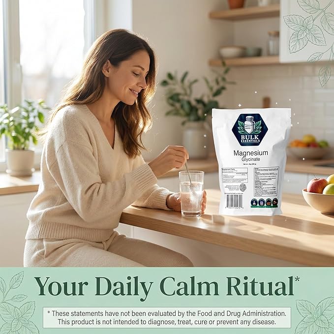 Pure Magnesium Glycinate Powder Supplement – Unflavored 500g Magnesium Powder for Relaxation Sleep &amp Muscle Support – USA Made - Non-GMO &amp Gluten-Free – 2.2g Per Serving