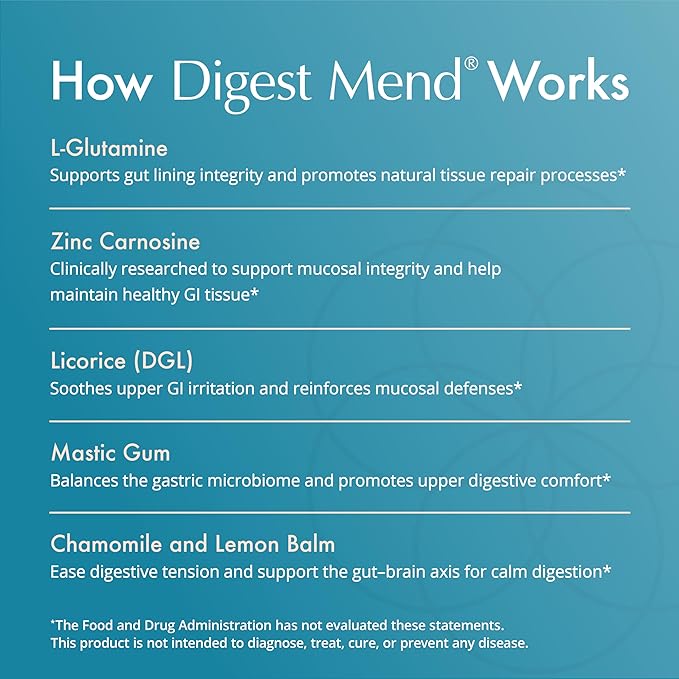 Natura Health Products Digest Mend Supplement - Encourages Healthy gastric microboime* - Featuring Deglycyrrhizinated Licorice (DGL) Aloe Vera Marshmallow Mastic Gum &amp Chamomile (180 Capsules)