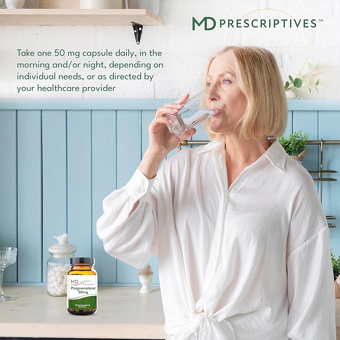 MD Prescriptives Pregnenolone - Vegan Formula for Hormone Health - Hormone Support Supplement &amp Energy for Adults - 60 Vegetarian Capsules (50mg)