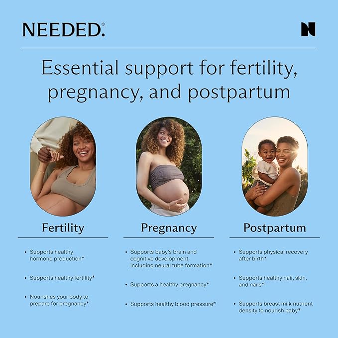 Needed. Multivitamin for Prenatal | Prenatal Multi Essentials Capsule - Pregnancy Breastfeeding Postpartum | Expertly-Formulated &amp Third-Party Tested Citrus Scent Insert | 30-Day Supply