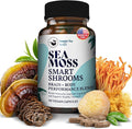 HAPPY FOX Irish Sea Moss Capsules &amp Mushroom Complex - Organic Seamoss with Adaptogens for Brain Health 1500mg 90 Vegan Capsules Organic Mushroom Supplement