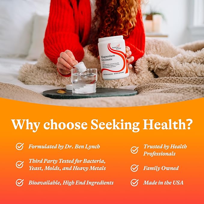 Seeking Health Magnesium Glycinate Powder 200 mg per Serving Bioavailable Bisglycinate Chelate Support Sleep and Relaxation Natural Energy Vegetarian (75 Servings)