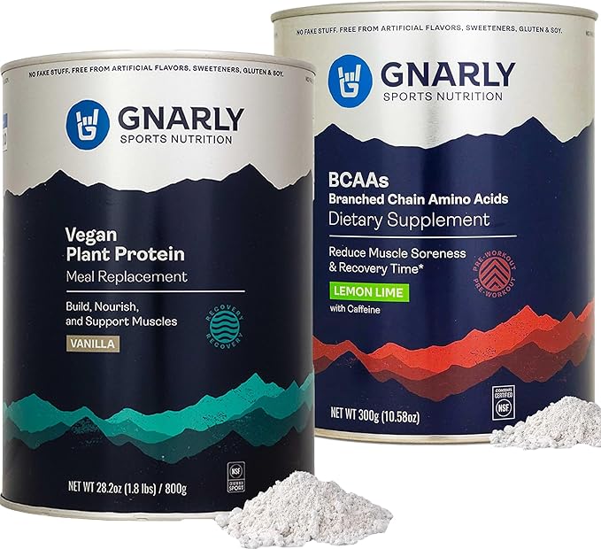 Gnarly Nutrition Gnarly Vegan Plant Protein Meal Replacement - Vanilla (28.2oz) BCAAs Lemon Lime (10.58oz)