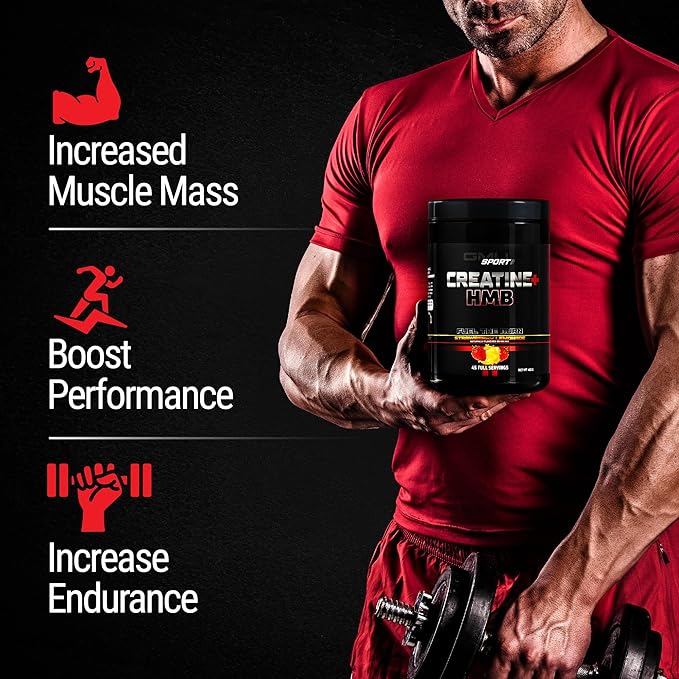 GMU SPORT Creatine HMB Powder – 45 Servings – 5g Creatine Monohydrate + 3g HMB + Piperine – Muscle Growth Strength &amp Recovery | Strawberry Lemonade Drink Mix for Men &amp Women