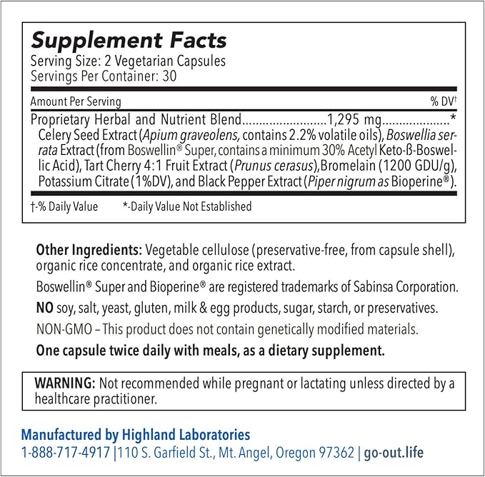 Mt. Angel Vitamins Go Out - Extra Strength Support - Uric Acid Balance with Tart Cherry Celery Seed Turmeric - Non-GMO Gluten-Free - 60 Caps