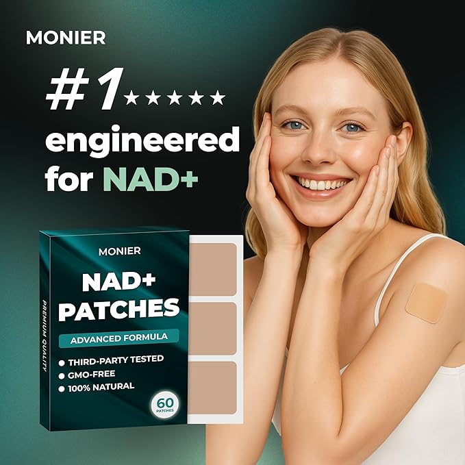 MONIER NAD Patches for Women &amp Men | NAD+ Patch for Energy &amp Healthy Aging | with CoQ10 &amp Nicotinamide | 60 Day Supply