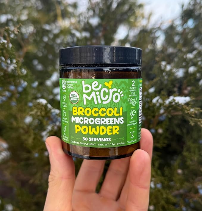 Whole Food Broccoli Microgreen Powder - US Grown Small Batch Nutritional Booster - Nrf Activation - 30 Servings / 12g