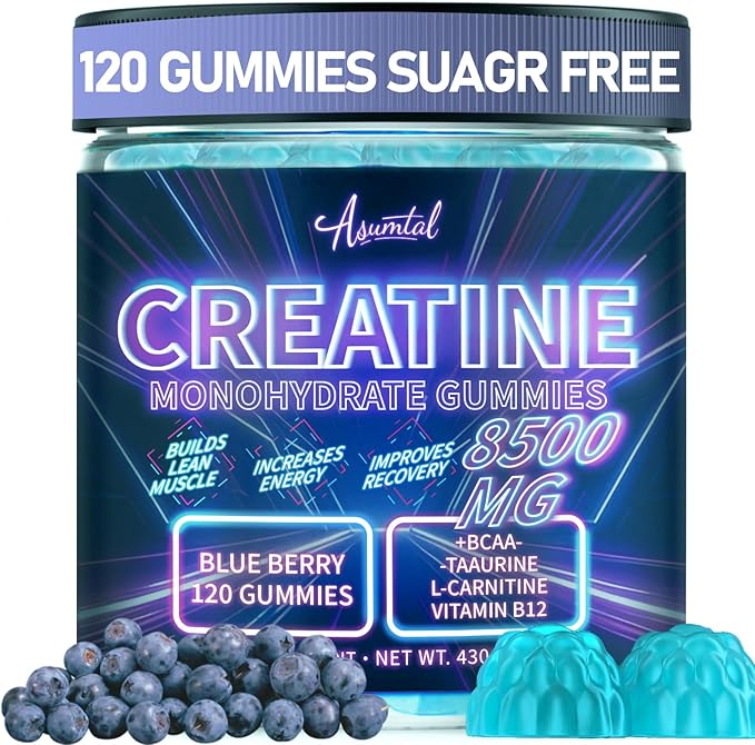 Creatine Monohydrate Gummies Complex 8500 MG for Men &amp Women Energy Support 120 Count