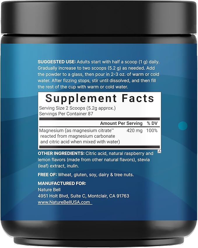 Calm Magnesium Powder 1lb | Drink Mix for Sleep Muscle Bone &amp Mood Support – Sugar Free Lemon Raspberry Flavor – Chelated Magnesium Citrate for High Absorption – Vegan Non-GMO