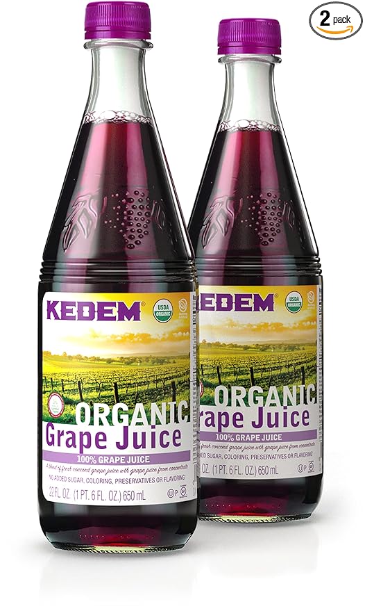 Kedem Organic 100% Grape Juice 22oz (2 Pack) | No Added Sugar Coloring Flavoring or Preservatives
