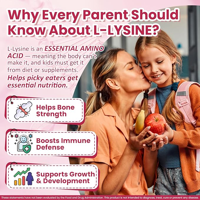 Liposomal L-Lysine Gummies 1200mg | High Absorption Immune &amp Skin Support | Vegan Amino Acid Supplement for Adults &amp Kids | Lips &amp Oral Bone &amp Collagen Health | Non-GMO Sugar-Free 6