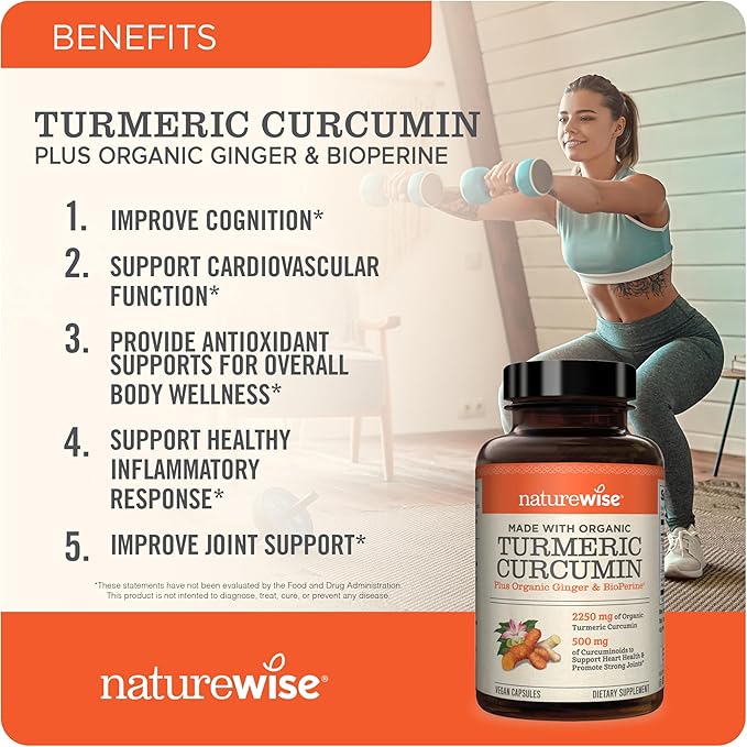 NatureWise Curcumin Turmeric 2250mg &amp Vitamin B Complex for Women and Men - 150 Softgels Cellular Energy Mental Clarity Support