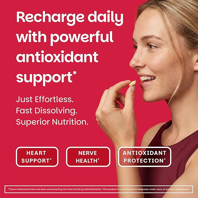 EZ Melts Coq10 - Antioxidant Supplement for Heart Immune &amp Energy Support - No Artificial Flavors - Non-GMO &amp Vegan - Tangy Orange - 60 Dissolvable Tablets (60 Servings)