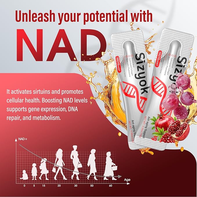 NAD+ Supplement 1000mg Liquid - High Absorption NAD+ with Trans Resveratrol 2000mg Collagen &amp Hyaluronic Acid Anti-Aging Energy Support for Women Cellular Health &amp Longevity Boost