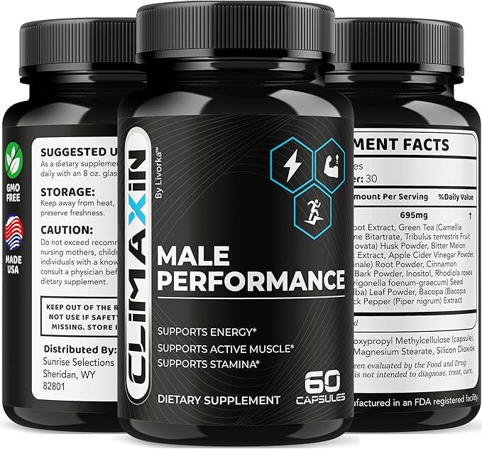 Climaxin for Men Capsules - Official Premium Climaxin Pills Supplement Support - Maximum Strength Advanced Formula Multivitamin for Overall Health &amp Wellness 60 Capsules for 1 Month