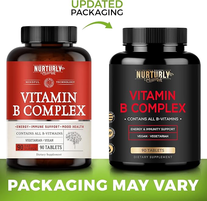 Vitamin B Complex - Contains All Essential B Vitamins - B1 B2 B3 B5 B6 B7 B9 B12 and Biotin - Super B Complex Vitamins for Energy Immunity Support - 180 Tablets