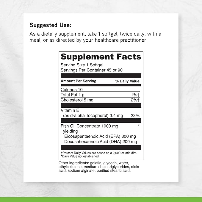 DAVINCI Labs Omega-3 1000 - Dietary Supplement to Maintain Already Normal Cholesterol Levels and Support Immune System Healthy Hair and Skin* - Gluten-Free - 90 Enteric Coated Softgels