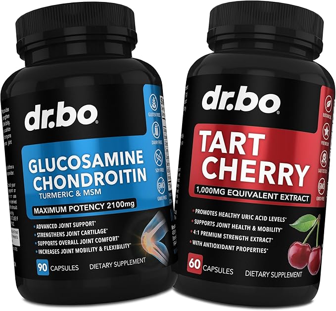 Glucosamine Chondroitin MSM Turmeric &amp Tart Cherry - Joint Health Supplement Knee Bone &amp Joints Purge Uric Acid Cleanse Flush Antioxidant Pills - Joint Support Pills &amp Tart Cherry Extract