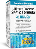 Natural Factors Ultimate Probiotic 24/12 Formula - Digestive Health Support Supplement with Probiotics - Immunity &amp Gut Health Support Supplement - 60 Vegetarian Capsules (60 Servings)