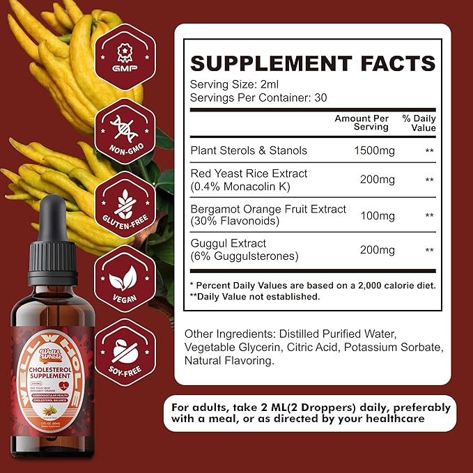 Well&ampWhole L-Lysine Gummies 1000mg and Cholesterol Support Liquid Drops