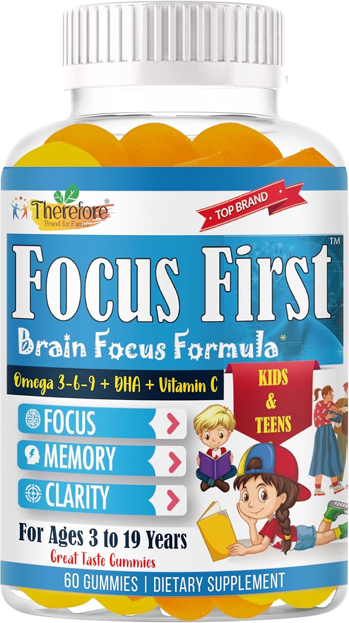 Focus First Focus First Kids Omega 3 DHA Gummies for Brain Support – Focus Supplement for Kids &amp Teens Kids Vitamin Gummies for Daily Nutrition Vegan Non-GMO Fruity Flavor 60 Gummies