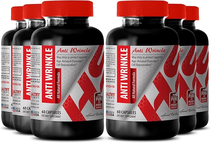 Anti-Wrinkle Supplement - Skin Care with Collagen and Aloe Vera Hyaluronic Acid Moisture Aloe Vera and Turmeric Anti-Wrinkle Grape Seed Resveratrol Glow Green Tea Infusion Turmeric 2Bot