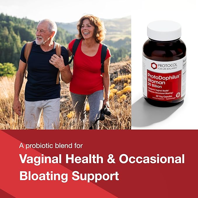 PROTOCOL FOR LIFE BALANCE Proto Dophilus Woman - 20 Billion - Probiotics for Gut Health - Support Vaginal Health &amp Bloating Relief - Vegan &amp Kosher - 50 Veg Capsules