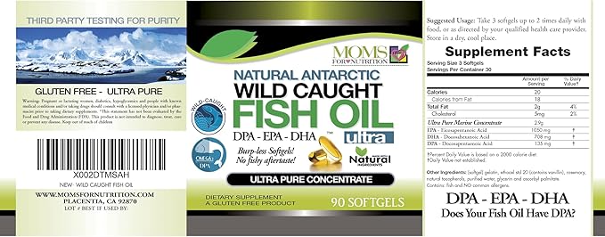 (Pack of 2) Wild Caught Omega 3 Fish Oil DPA-EPA-DHA 2900 Milligram Fish Oil Supplement 180 Softgels