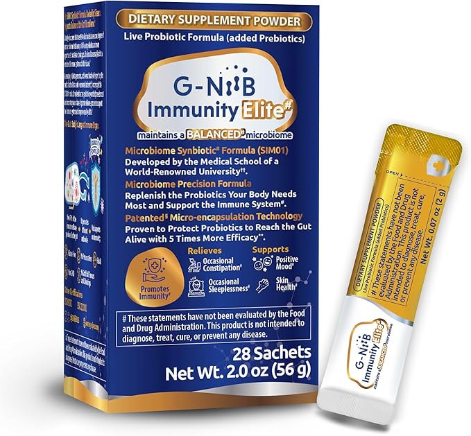 Immunity Elite (SIM01 Synbiotic Formula) - Potent Live probiotics and Added prebiotics to Support Immunity Regularity Sleep Mood and Skin - 5X More Effective in Reaching the Gut Alive
