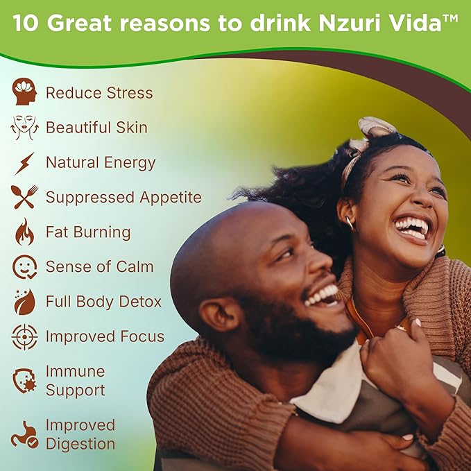 Nzuri Vida All-Natural Energy &amp Stress Support Tonic 10-in-1 Total Body Restoration Drink with Acai Berry Cupuacu &amp Yerba Mate. Smooth Energy Calm Focus Detox &amp Immune Support - 3 Bottl