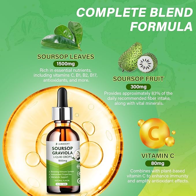 Soursop Bitters Extract Liquid Oil : Graviola Soursop Extract- Organic for Cell Support and Regeneration- Soursop Tincture Edible 2Fl oz x 2Pack
