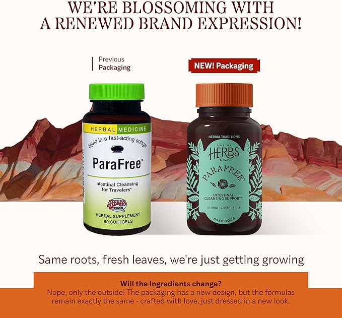 Herbs Etc. ParaFree - Gastrointestinal Support Supplement to Aid Intestinal Cleansing - Digestive Herbal Supplement with Wormwood Quassia &amp Male Fern - 60 Softgels (60 Servings)