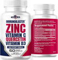 Zinc Quercetin Vitamin C 800 mg with Vitamin D3 Antioxidant Immune Support High Potency Quercetin Zinc Supplement for Men and Women - Gluten Soy &amp Dairy Free - 60 Count (Pack of 1)