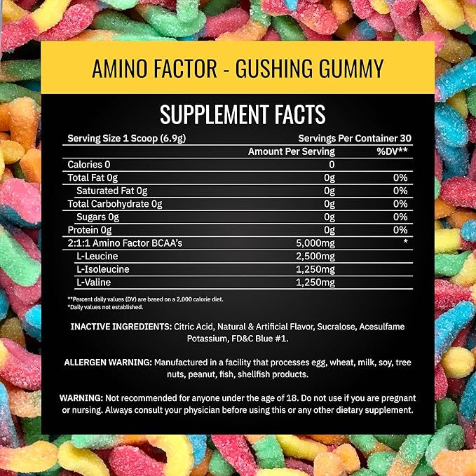 Nutrithority - BCAA Powder Post Workout Recovery Powder with BCAAs Amino Acids L-Isoleucine L-Leucine and L-Valine Improve Muscle Recovery and Hydration Sugar Free (Gushing Gummy) (30 Servings)