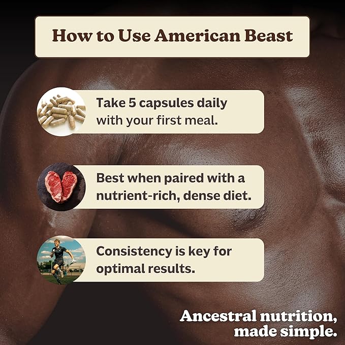 MK Supplements American Beast | Bison Liver &amp Heart Capsules | ~49x More CoQ10 Than Beef Liver | Regeneratively Raised Bison | 150 Capsules