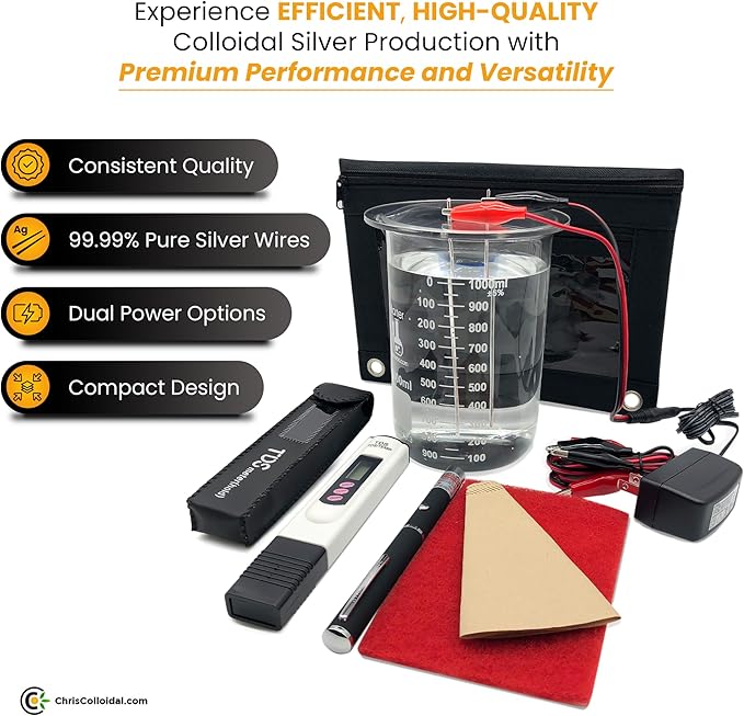 Original 12V Ionic-Nano Colloidal Silver Generator Kit with 99.995% Pure Silver Wire – Just Add Distilled Water and a Jar!