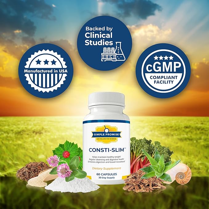 Simple Promise - Consti-Slim - Natural Digestive Health and Wellness Support – Promotes Healthy Enzyme Activity 60 Capsules