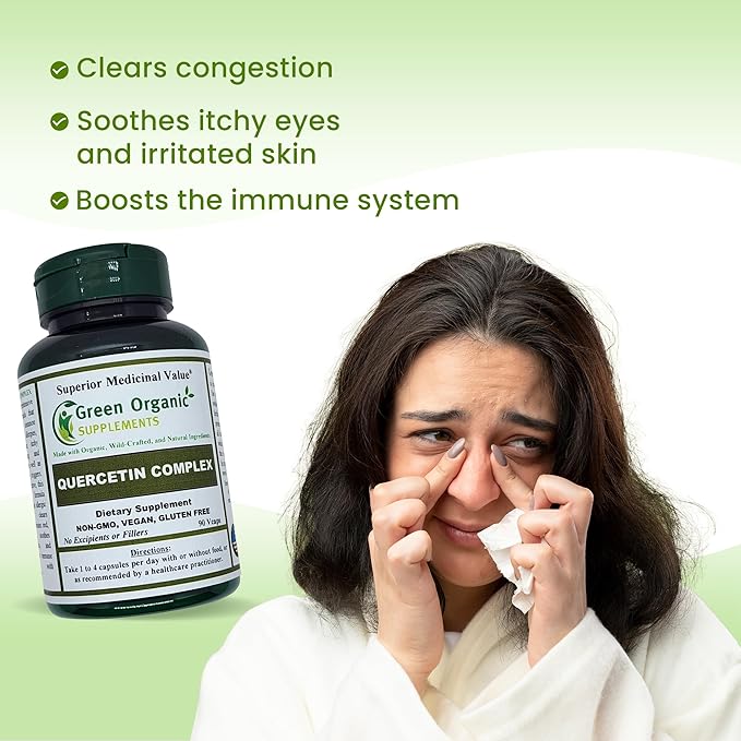 Green Organic Supplements' Quercetin Complex 90 VCaps High Absorbable Non-GMO Gluten-Free | Supports Health and Immune System