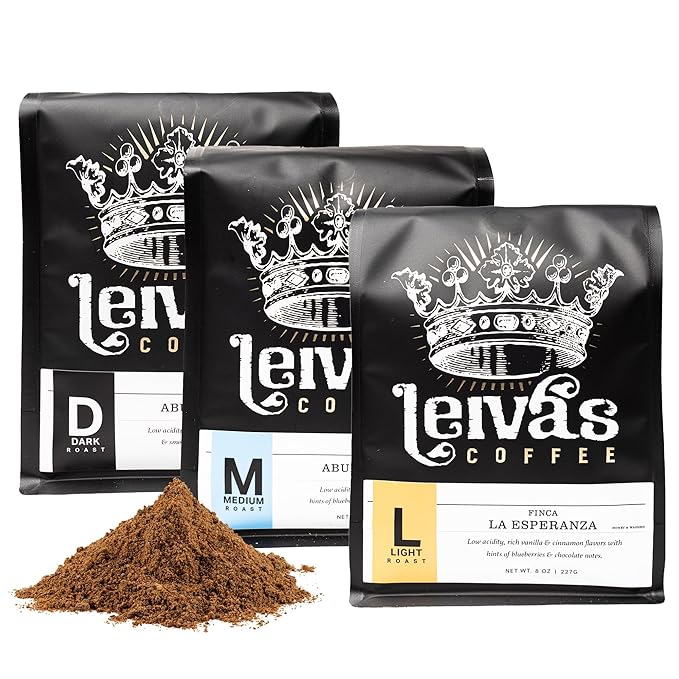 Leiva’s Coffee Family Variety Pack – Light Medium &amp Dark Roast Ground Coffee (8 oz Bags) – 3 Pack Bundle – Fresh Guatemalan Beans