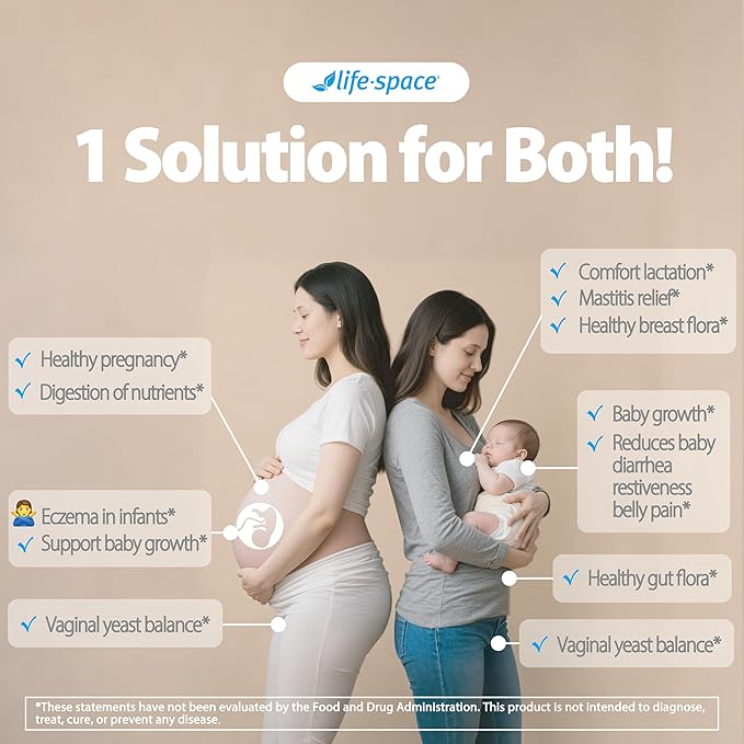 Life-Space Mother-to-Be &amp Beyond Probiotic Bundle: Feminine Care &amp Prenatal Support for Healthy Vaginal Microflora &amp Comfort for Mom's Breast Gut &amp Vaginal Health and Baby Growth