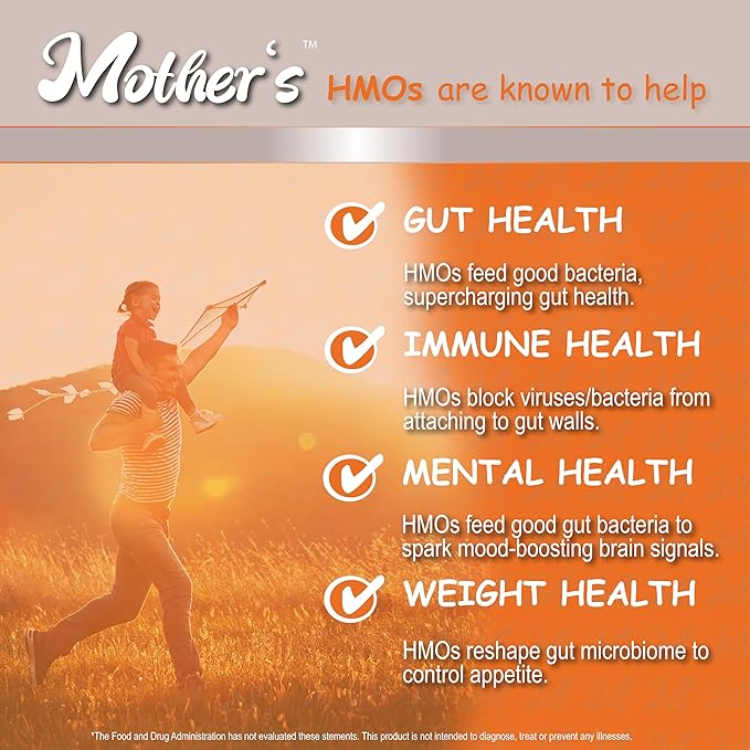 HMO Prebiotic Supplement for Adults - Mother's 2'-FL Human Milk Oligosaccharide Powder - Gut Health Immunity &amp Digestion Support 90g (45 Servings) Non-GMO