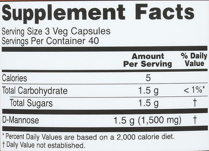 Now Foods D-Mannose 120 Caps 500 mg (Pack of 3)