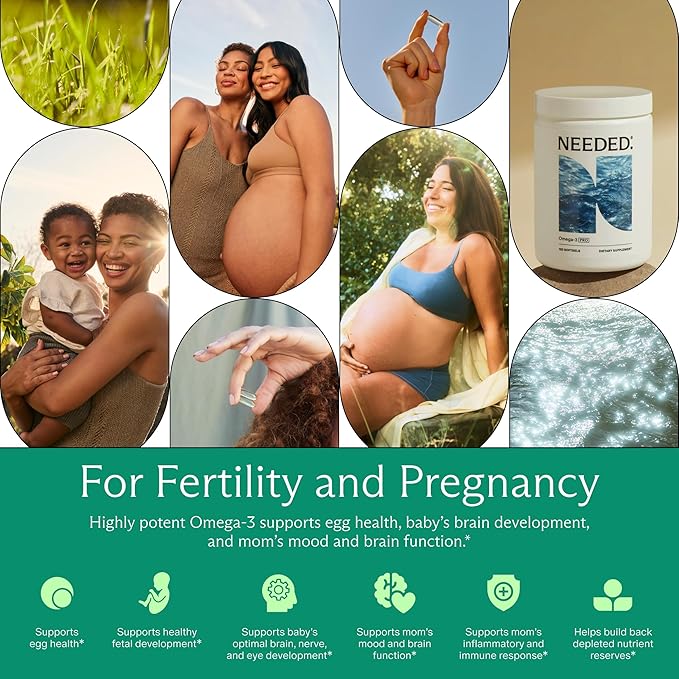 Needed. Prenatal Omega-3 - High Potency Dose of Sustainably Sourced Fish Oil 1000mg DHA 1000mg EPA Encased in a Gelatin-Free Plant-Based Softgel Shell