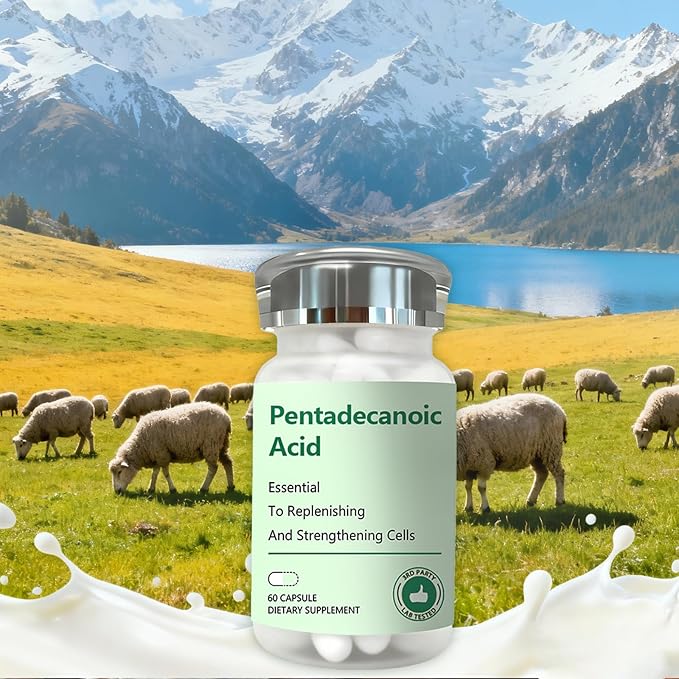 2PCS Pentadecanoic Acid Pentadecanoic Acid Formula Supplement Sourced from High-Altitude Sheep Milk 60 Capsules