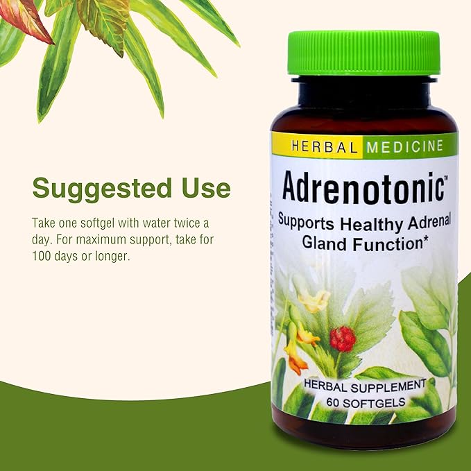 Herbs Etc. Adrenotonic - Herbal Supplement for Adrenal Gland Health Support - Energy Support Supplement for Men &amp Women - 60 Softgels (60 Servings)